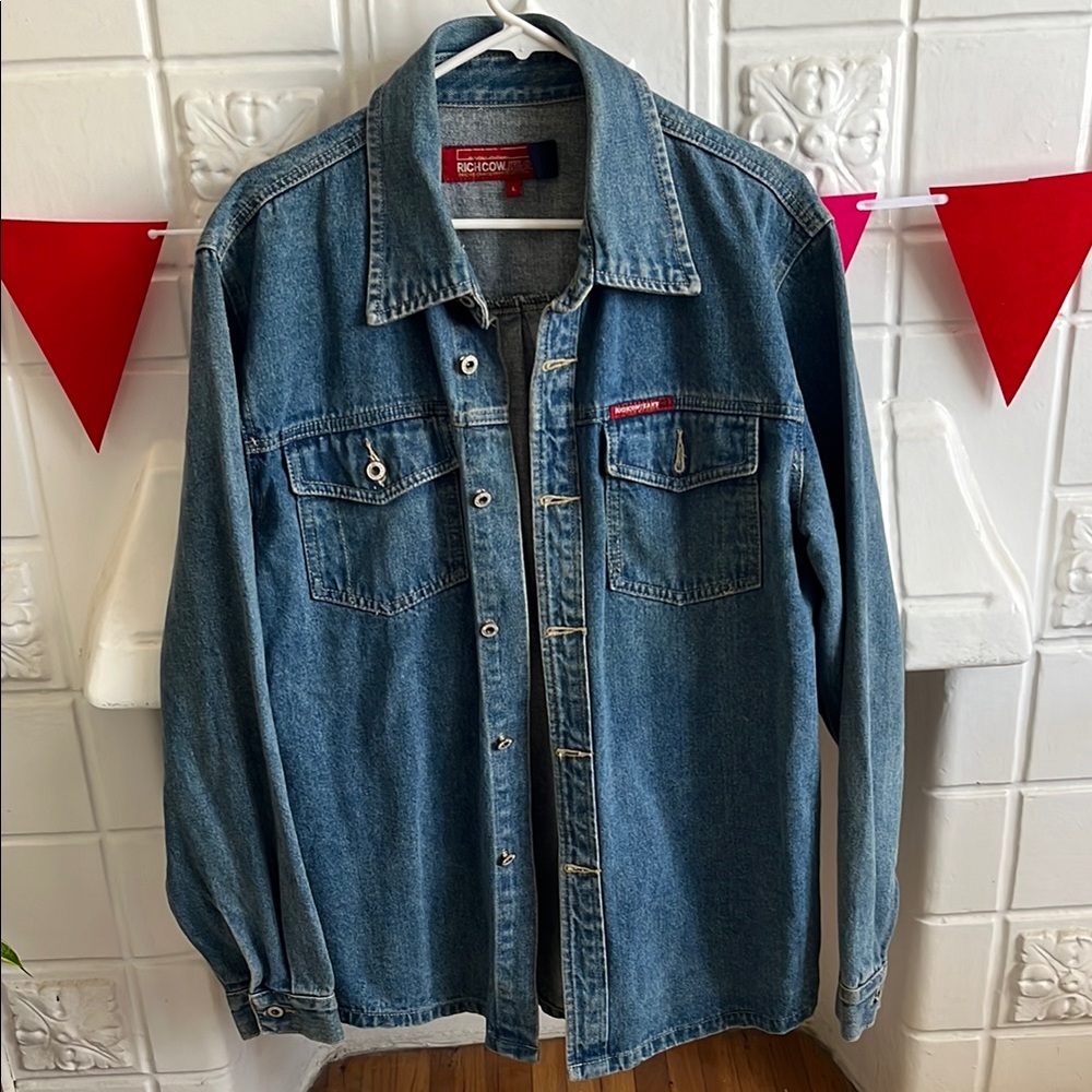 RichCow Denim Oversized Mid Long Jean Jacket